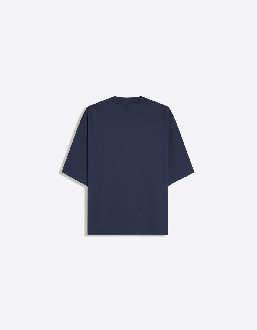 Heavy boxy T-shirt-Navy