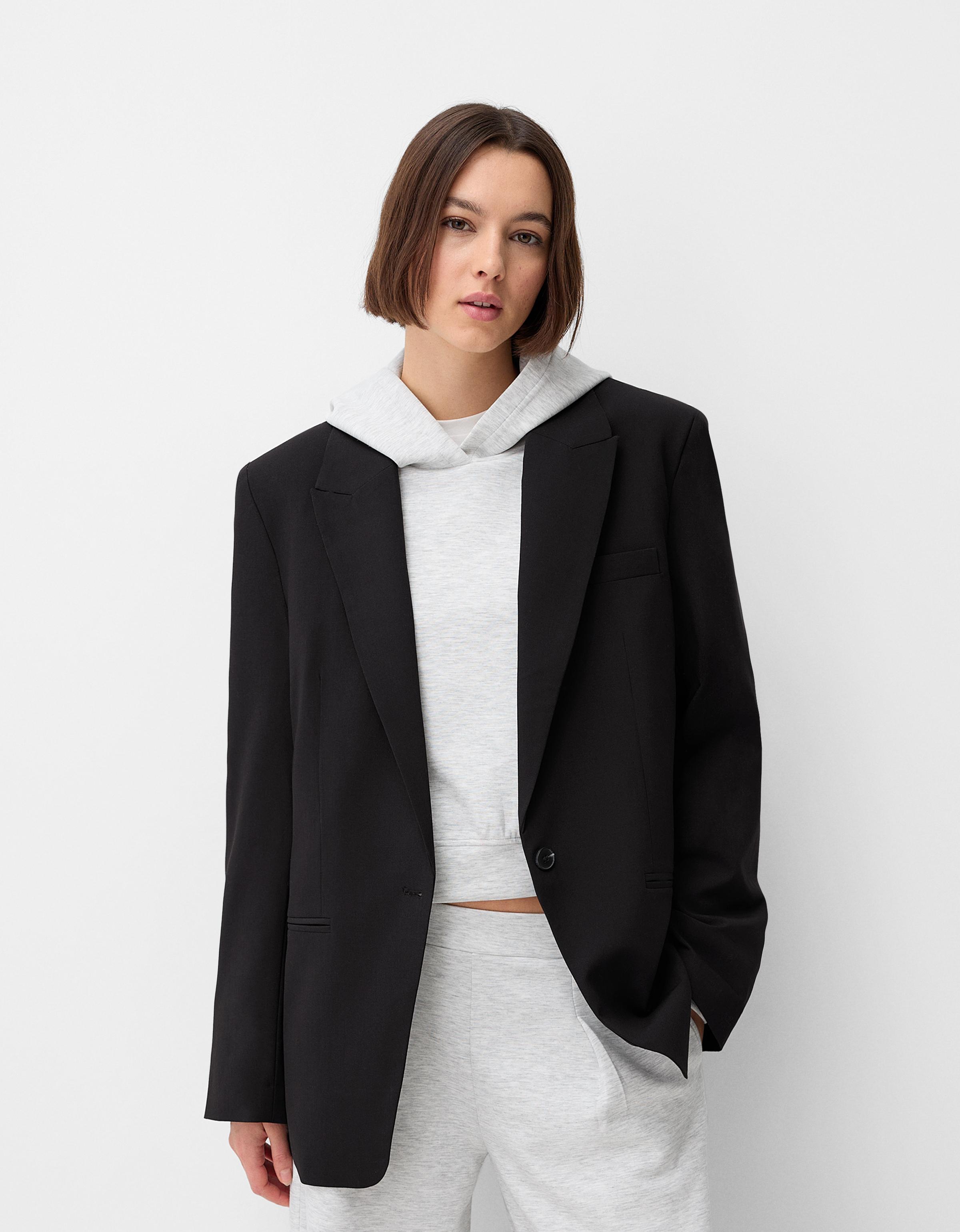 Bershka Basic-Blazer Damen Xs Schwarz