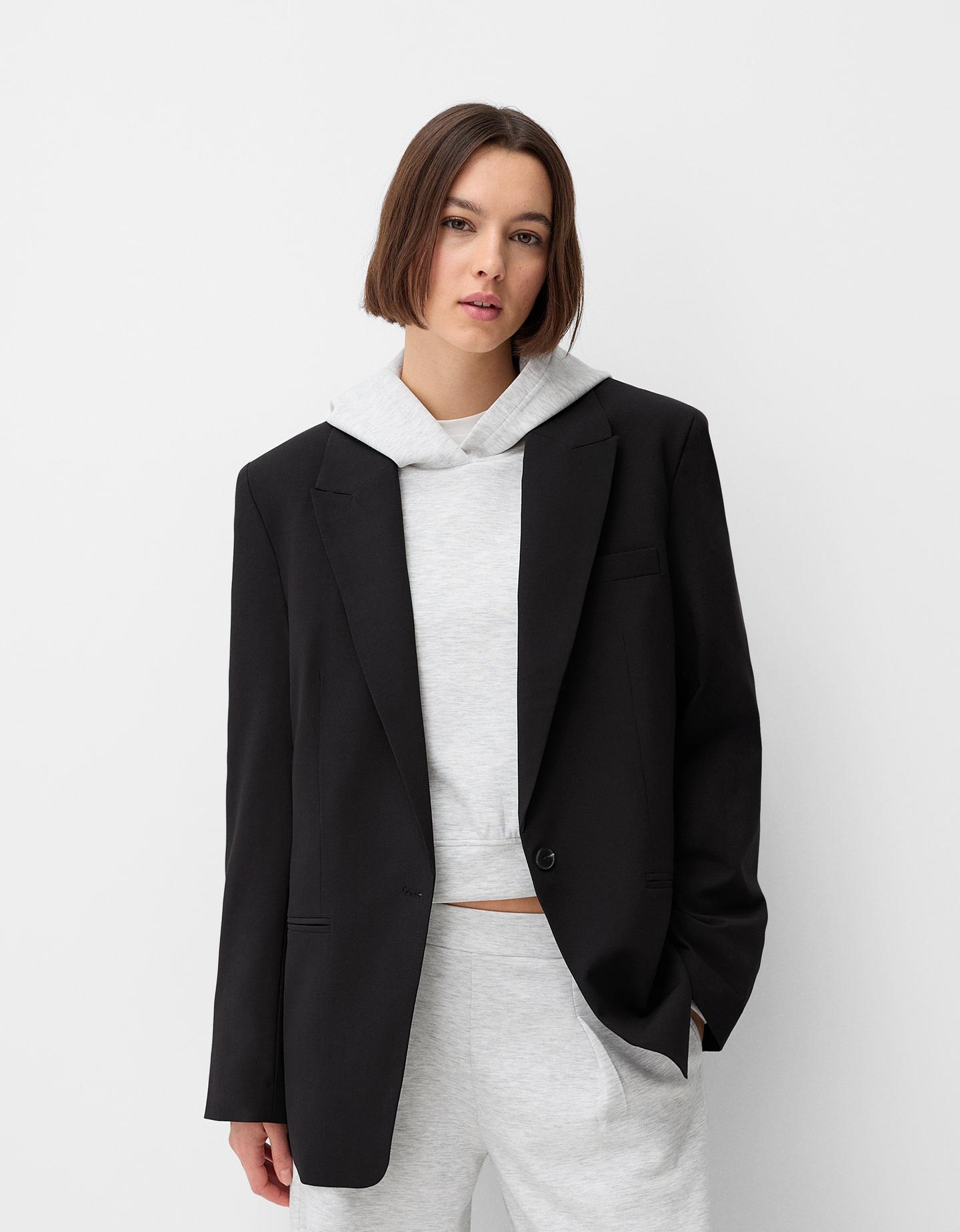 Bershka Basic-Blazer Damen L Schwarz günstig online kaufen