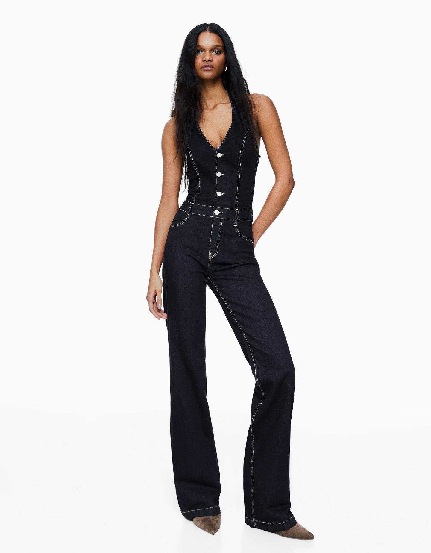 Bershka Mono Largo Denim Mujer Marino