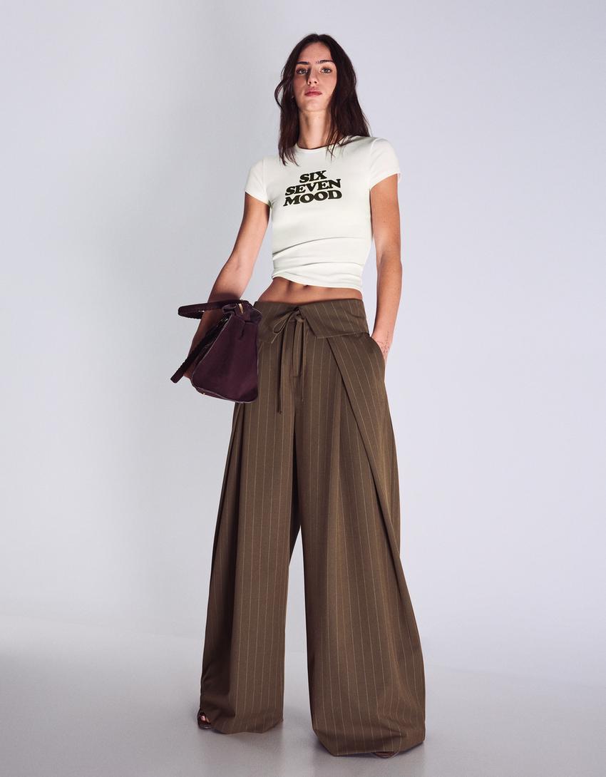 Tricou mânecă scurtă print-Alb murdar