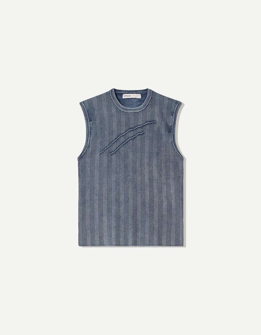 Délavé gilet-Gewassen blauw-4