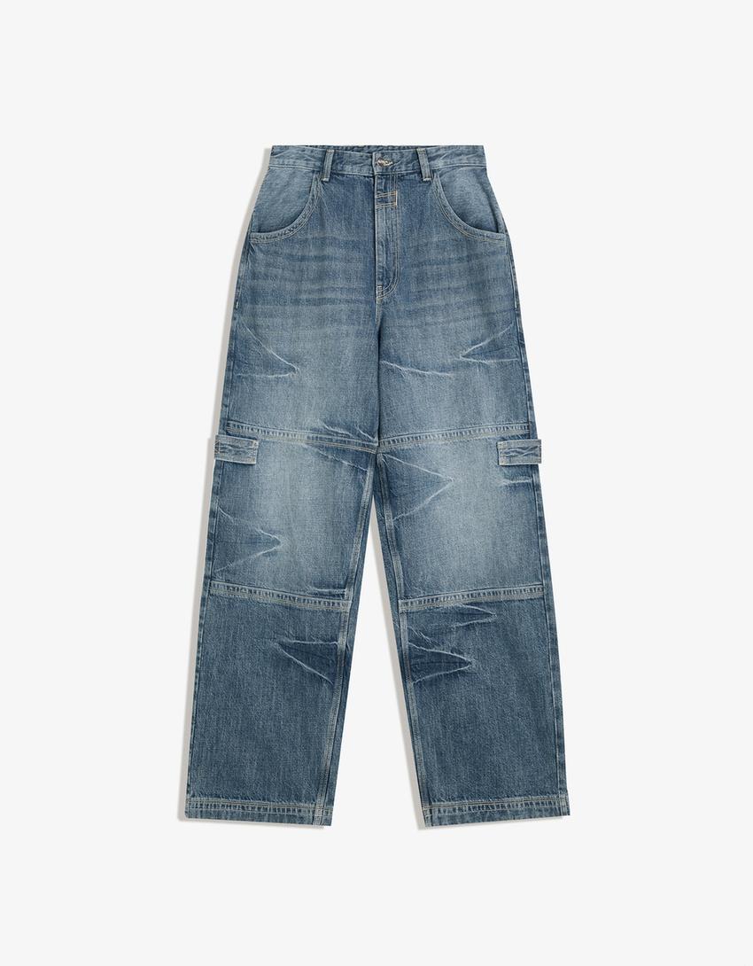 Embroidered Von Dutch jeans-Light blue