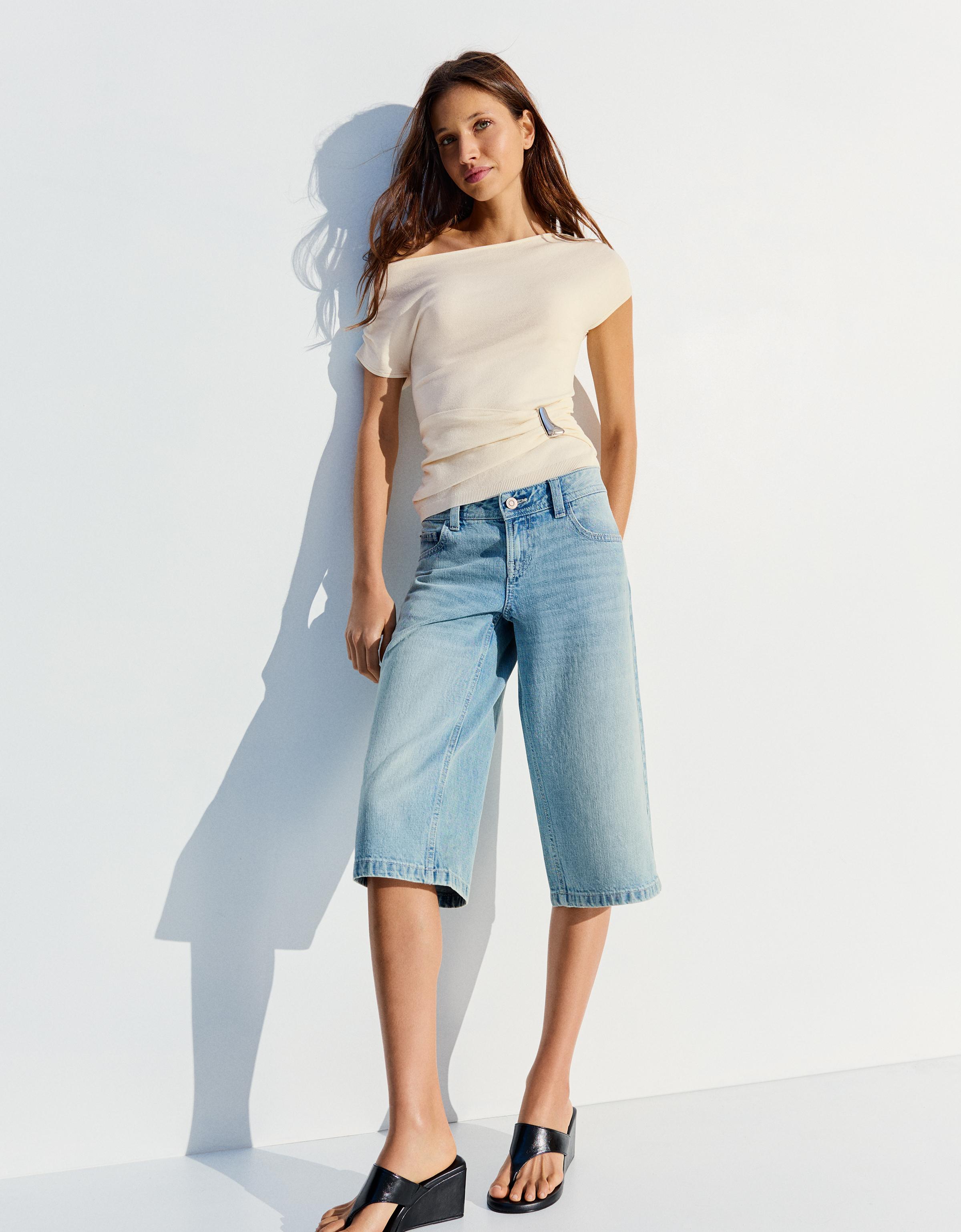 T-Shirt Asymétrique Avec Ceinture S Écru