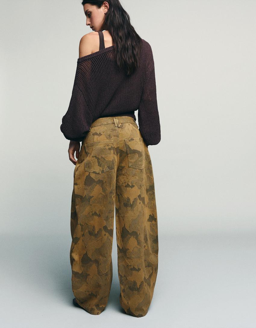 Bedruckte Balloon-Hose-Khaki