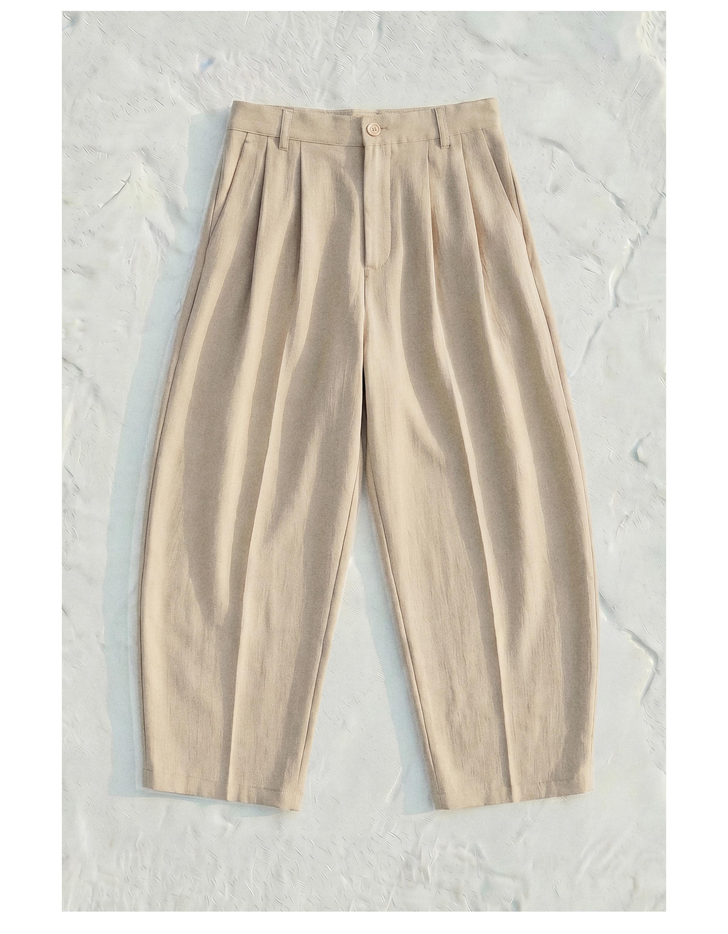 Pleated semi-jogger super baggy trousers — Sand
