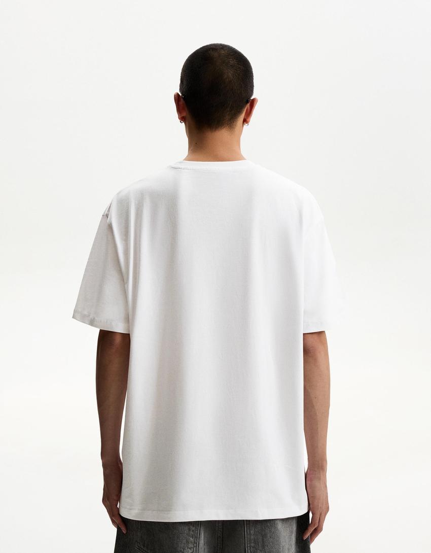 Short sleeve T-shirt with print-White
