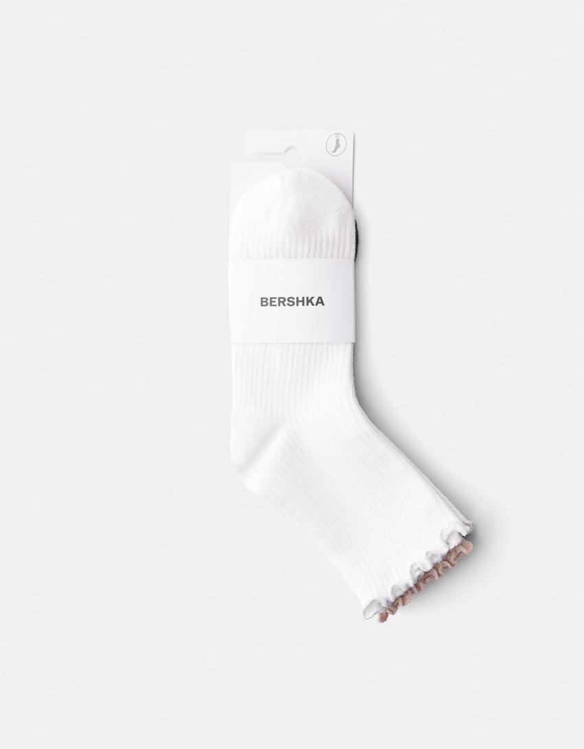 3’lü parıltılı çorap paketi-Beyaz-4