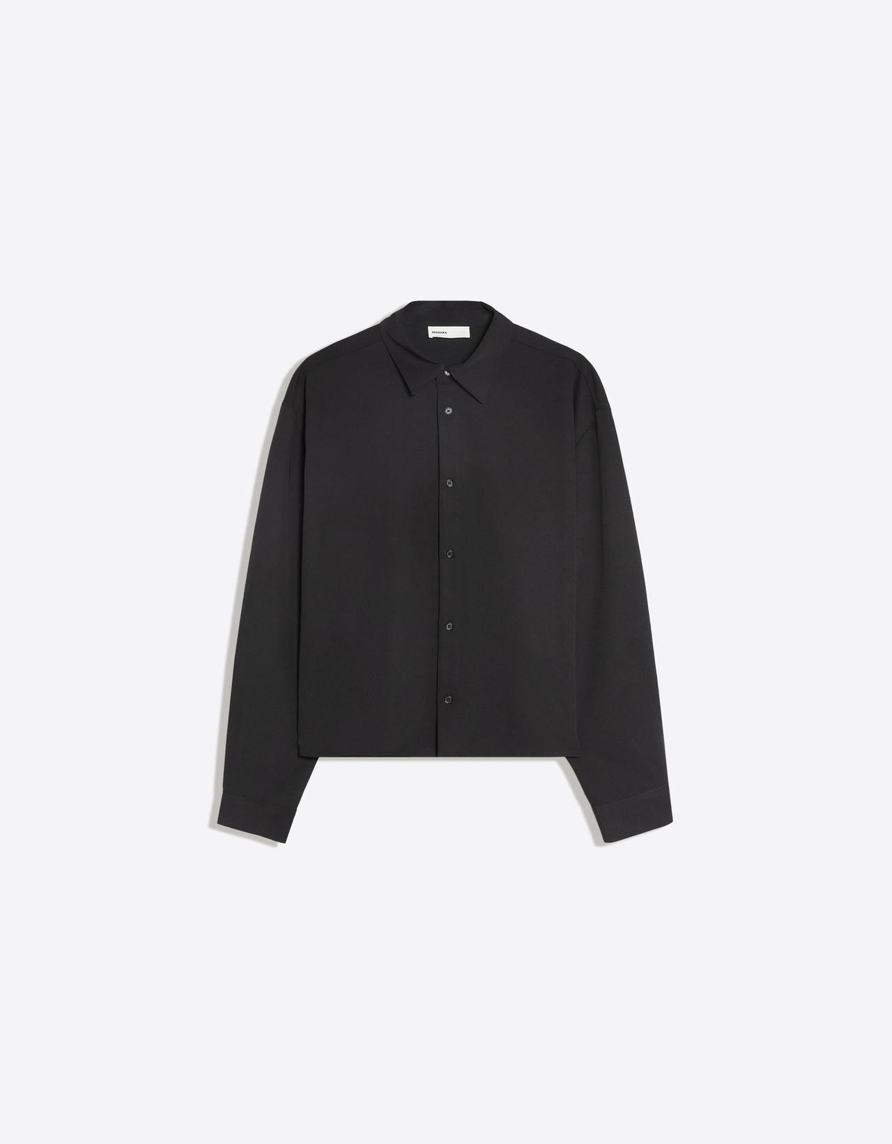 Boxy long sleeve shirt — Black
