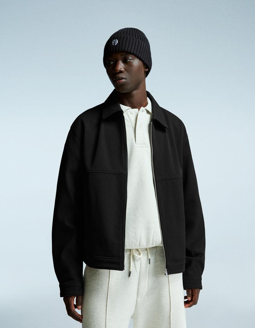Textured jacket-Black-0