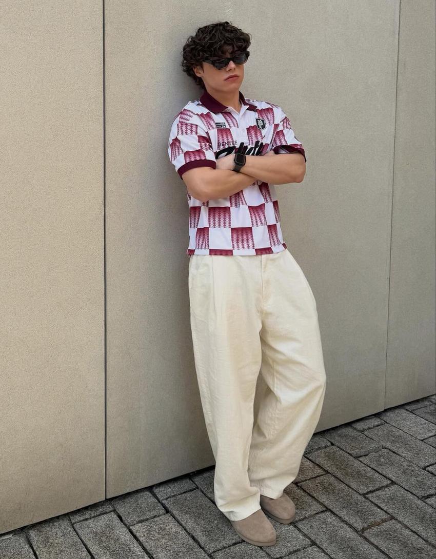 Pantalon super baggy fit avec lin-Blanc cassé