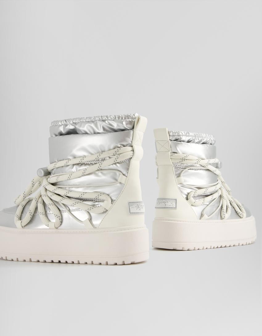 مجموعة التزلج- بوت مبطن برقبة للكاحل ونعل عال-رمادي-3