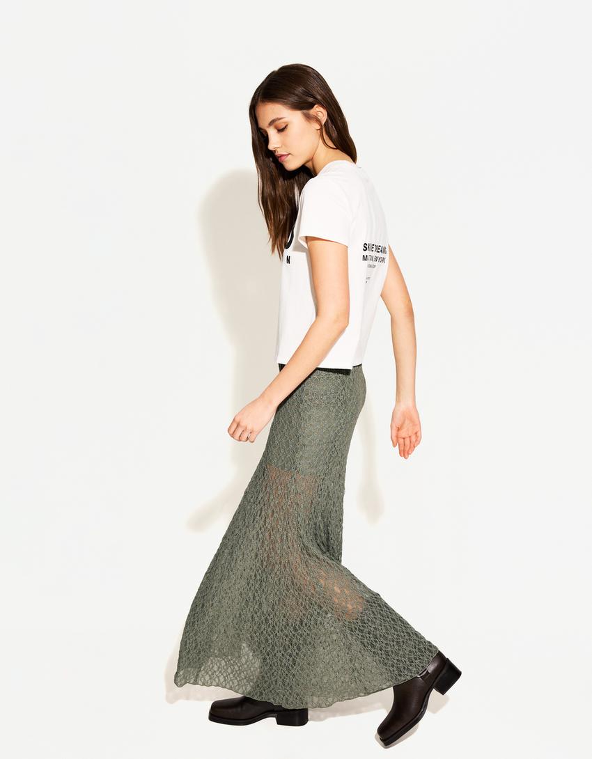 Falda Midi Falda Pantalon Bershka Telier Falda Midi Con Lino