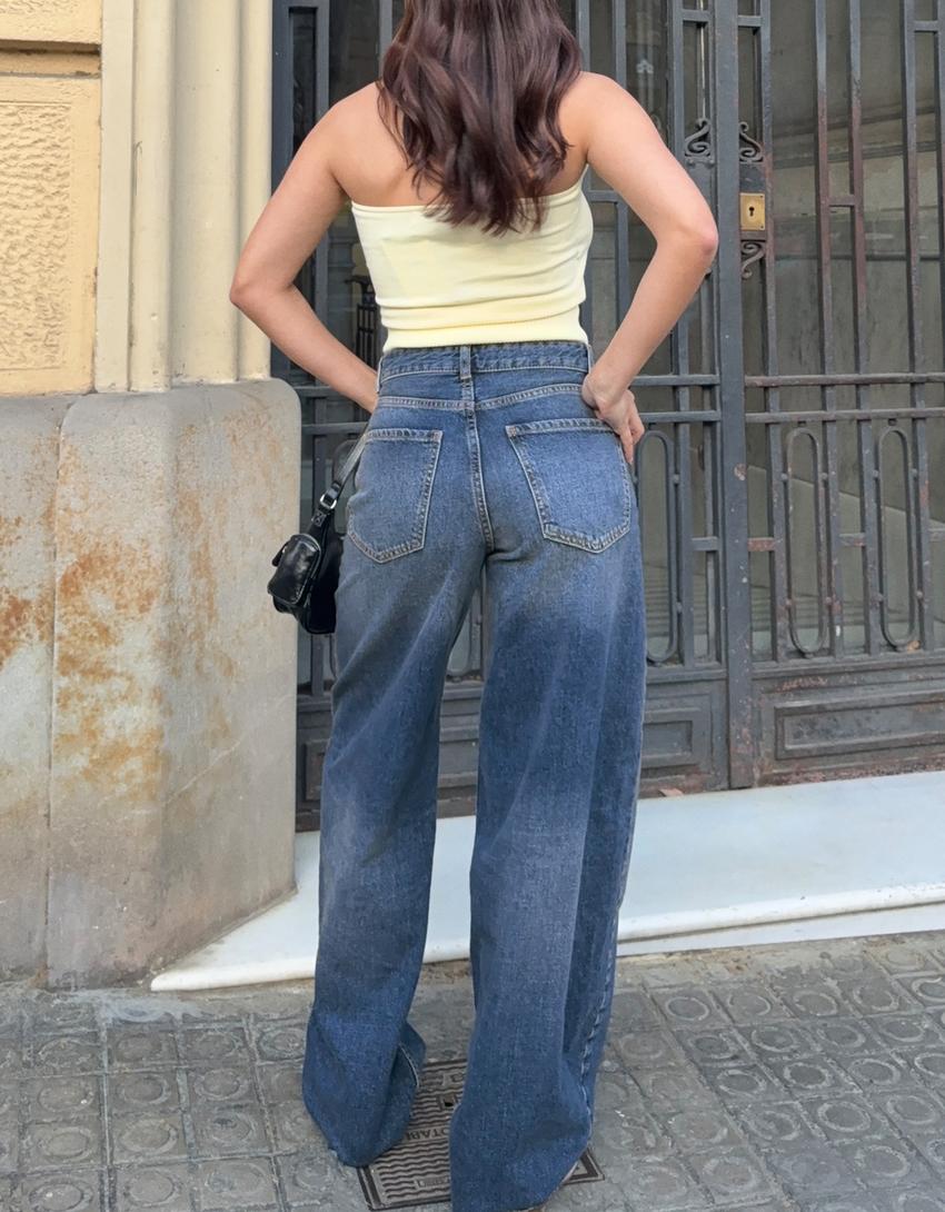 Barrel jeans met hoge taille-Blauw