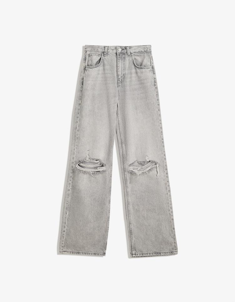 Ripped wide-leg jeans