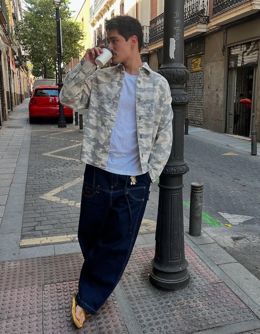 Camisa larga em ganga Ecko Unltd oversize com estampado-Cinzento-escuro