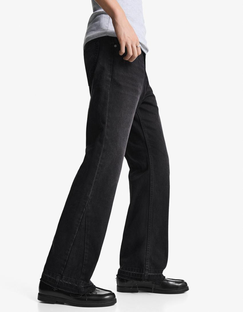 Jeans flare straight-Negro-2