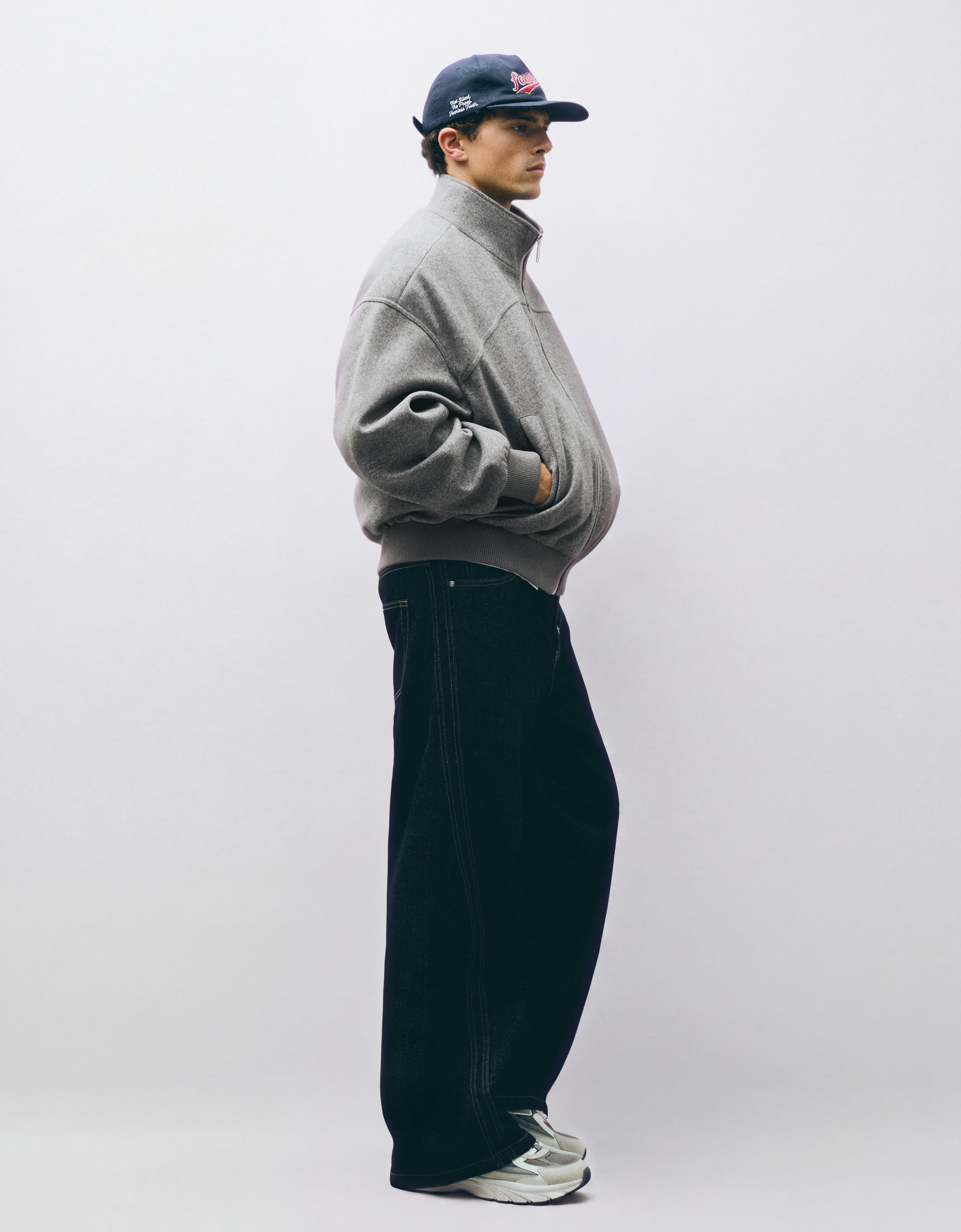 Felt-effect bomber jacket — Grey