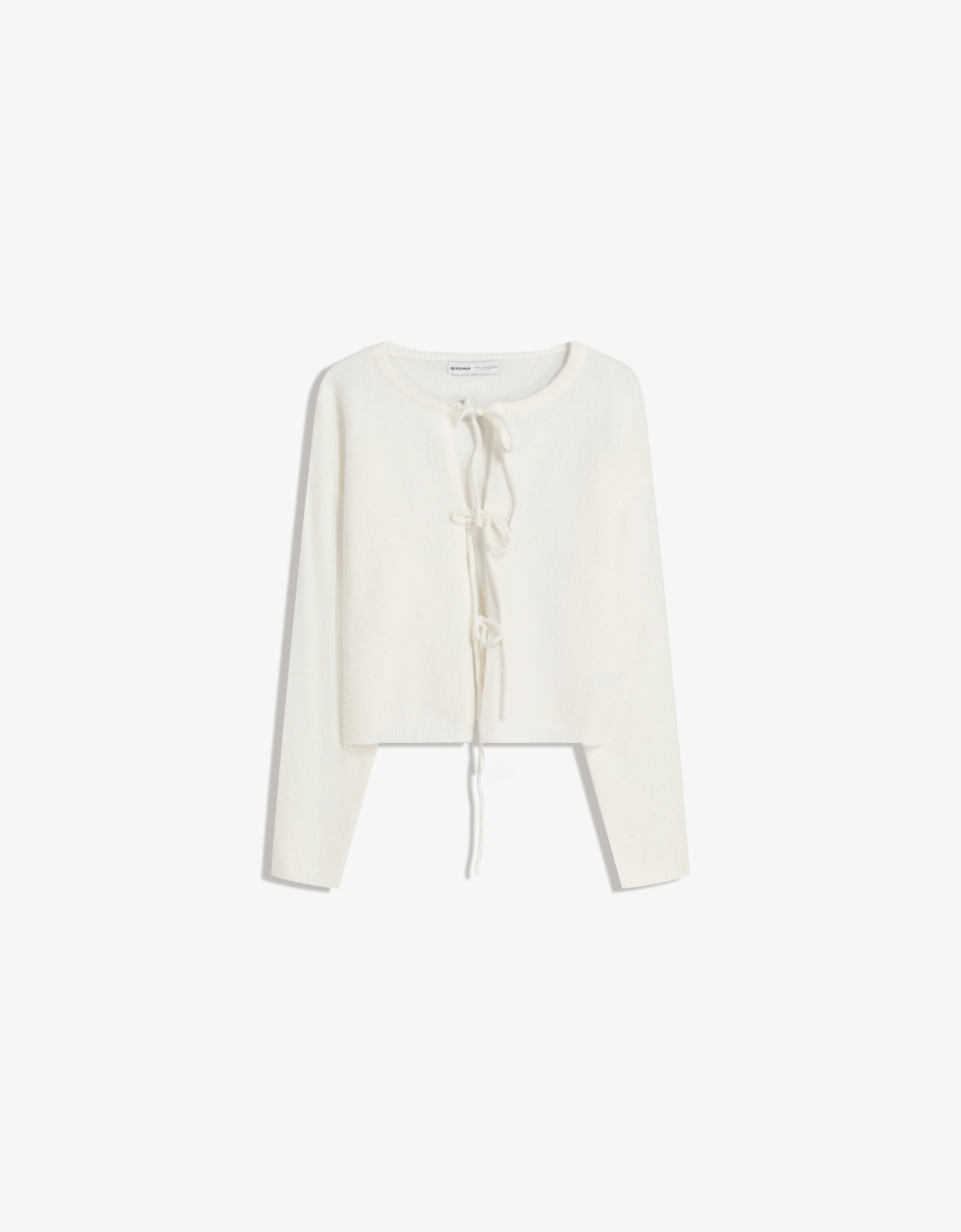Bershka Jacke Mit Schleife Damen M Rohweiß
