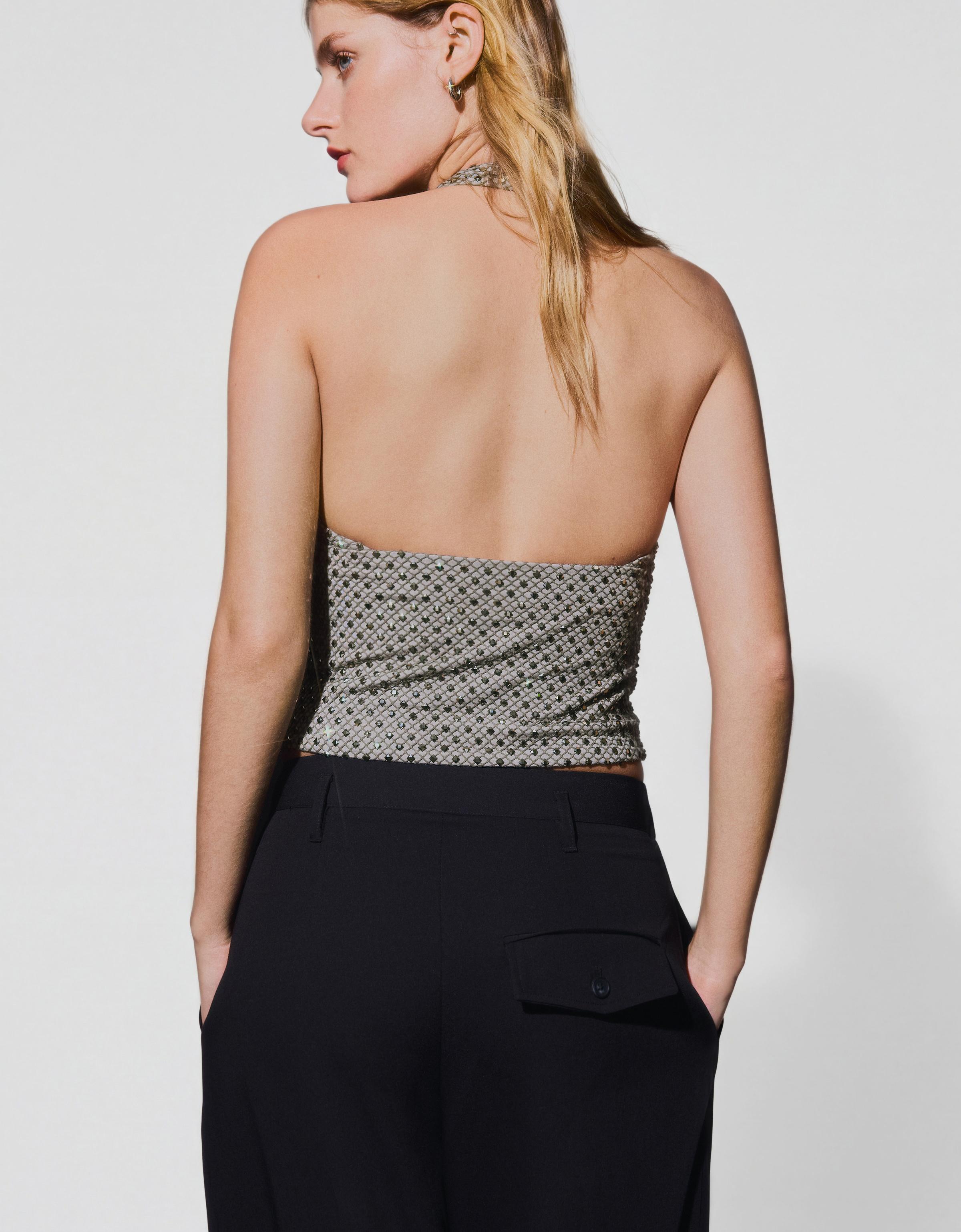 Taşlı halter yaka bluz - Görsel 23