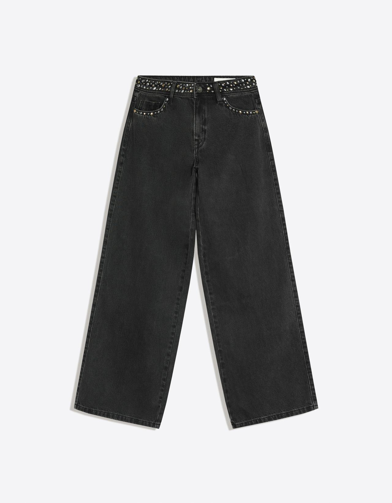 Straight-leg studded trousers — Grey