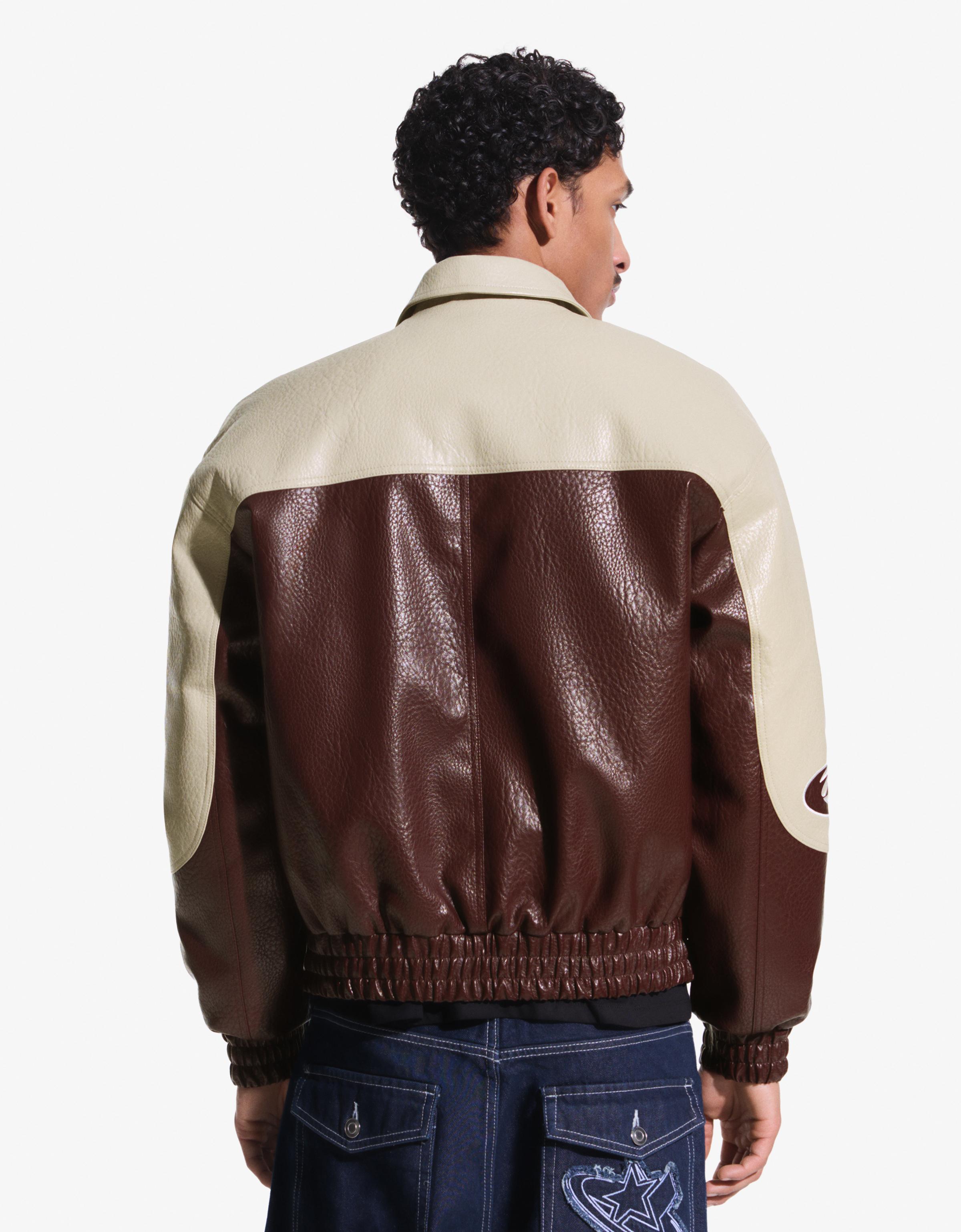 Blok renkli suni deri ceket - Görsel 27