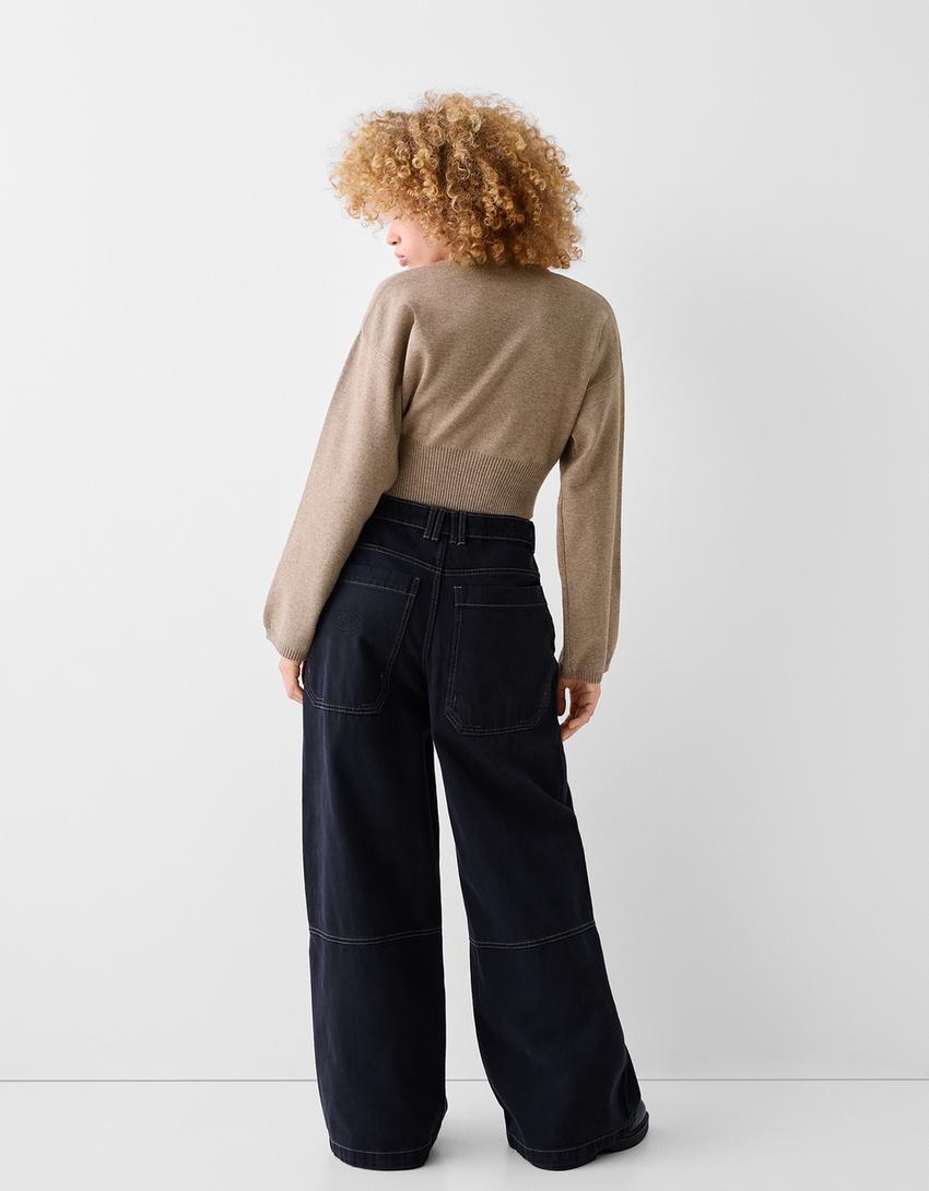 Sweater with fitted waist-Camel-1