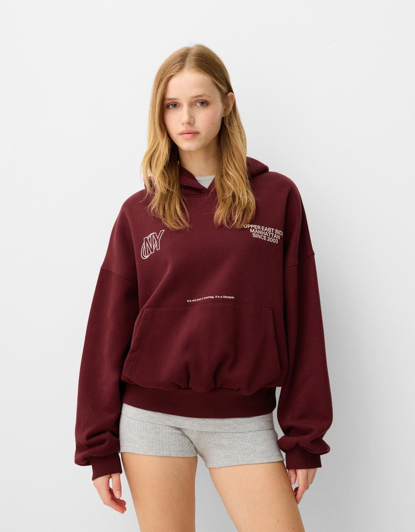 Hoodie Sudaderas Chicas Hoodie Bershka Sudadera Marron Sudadera