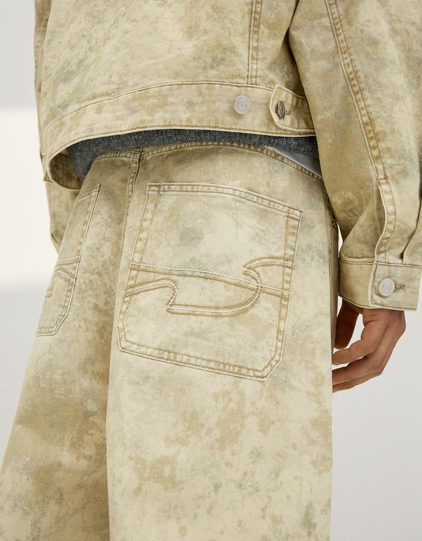 Jeans barrel print-Verde