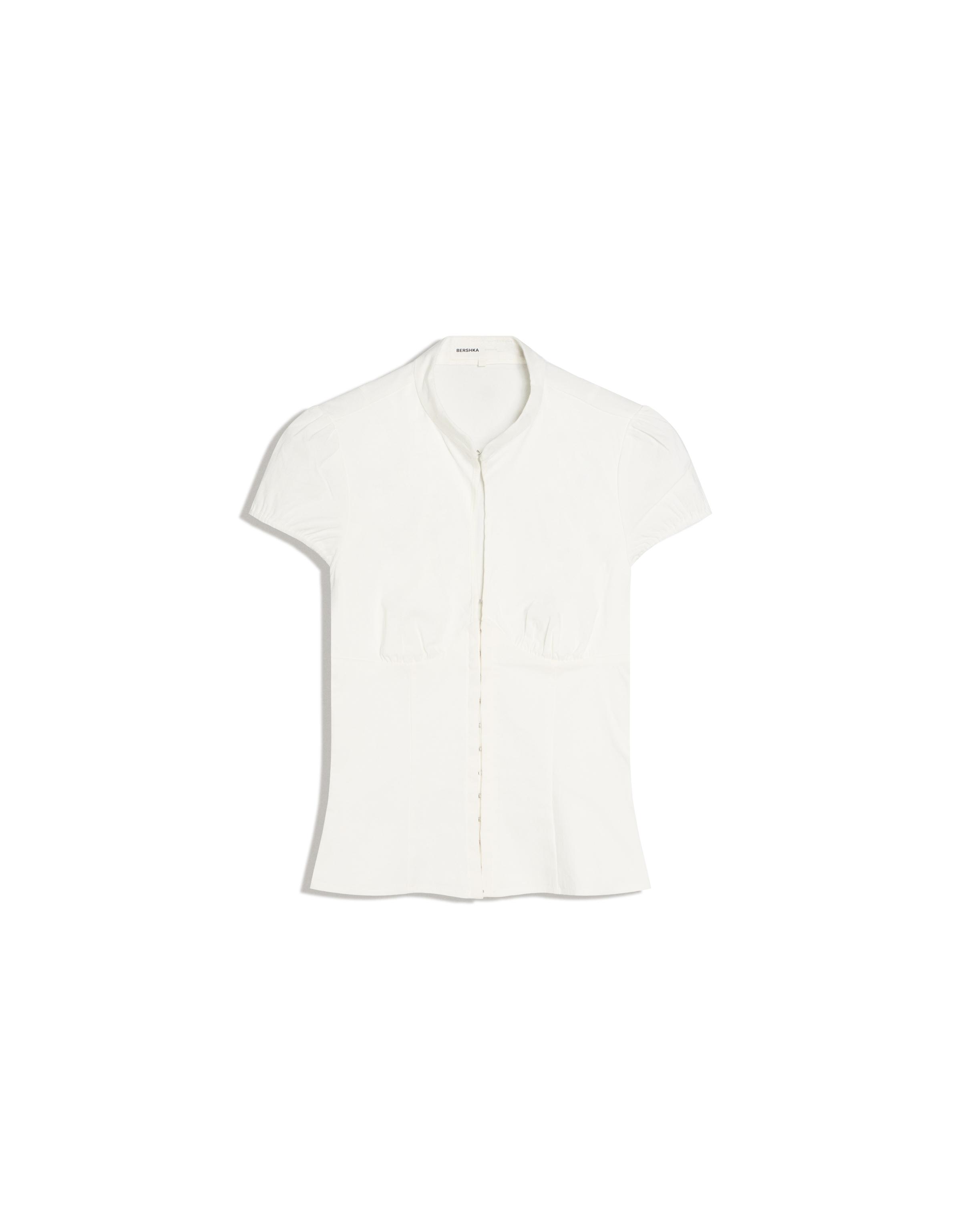 Short sleeve shirt with press-stud fastening — White