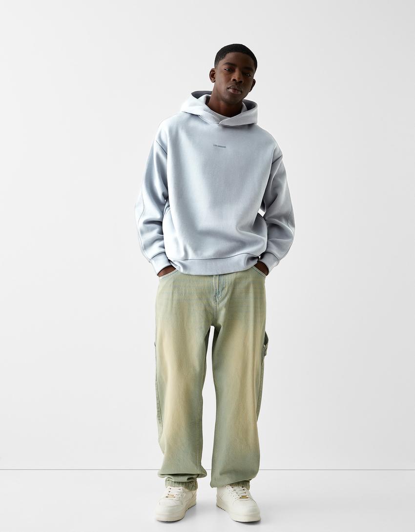 Boxy fit hoodie-Washed out blue-3