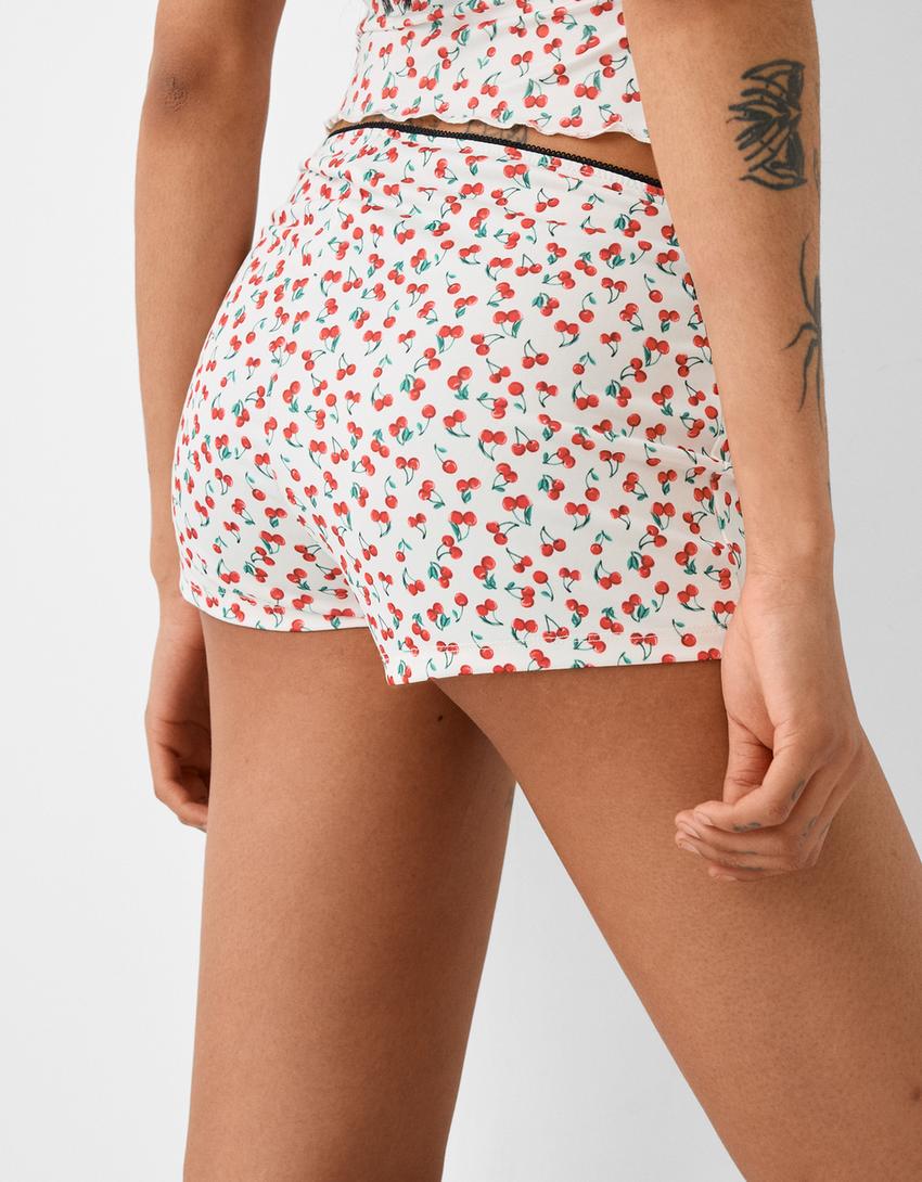 Animal print shorts.-White-2