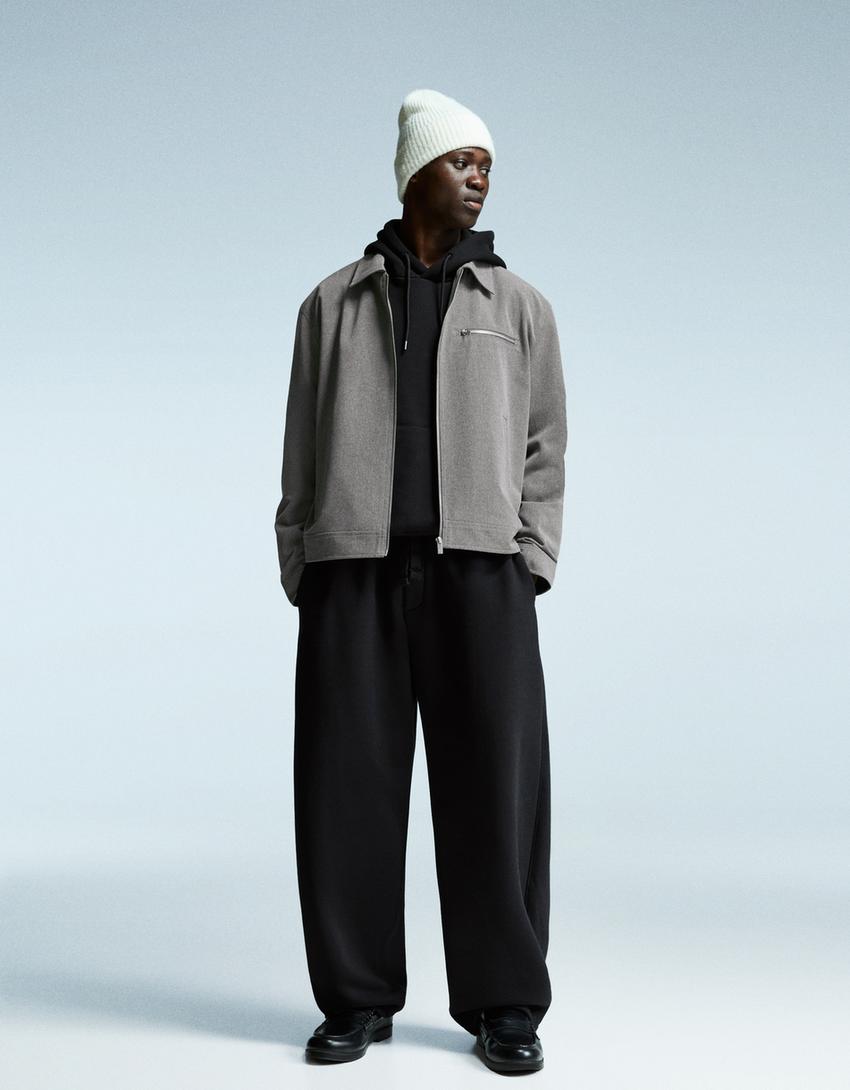 Overshirt with zip-Grey