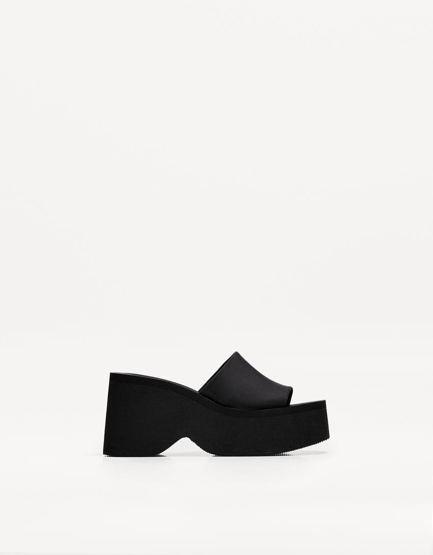 Platform mule sandals-BLACK