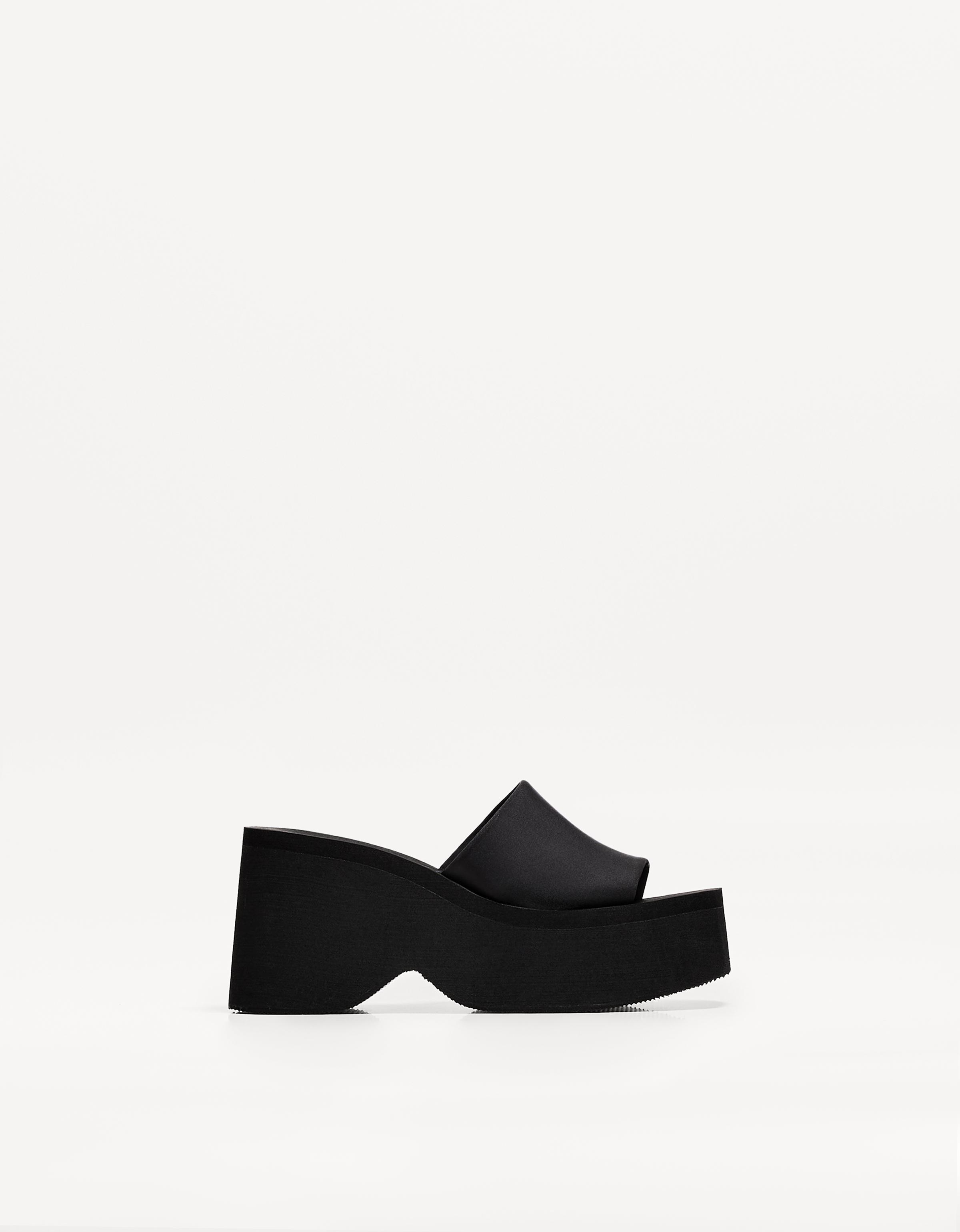 Bershka Pantoletten Mit Plateau Damen 38 Schwarz