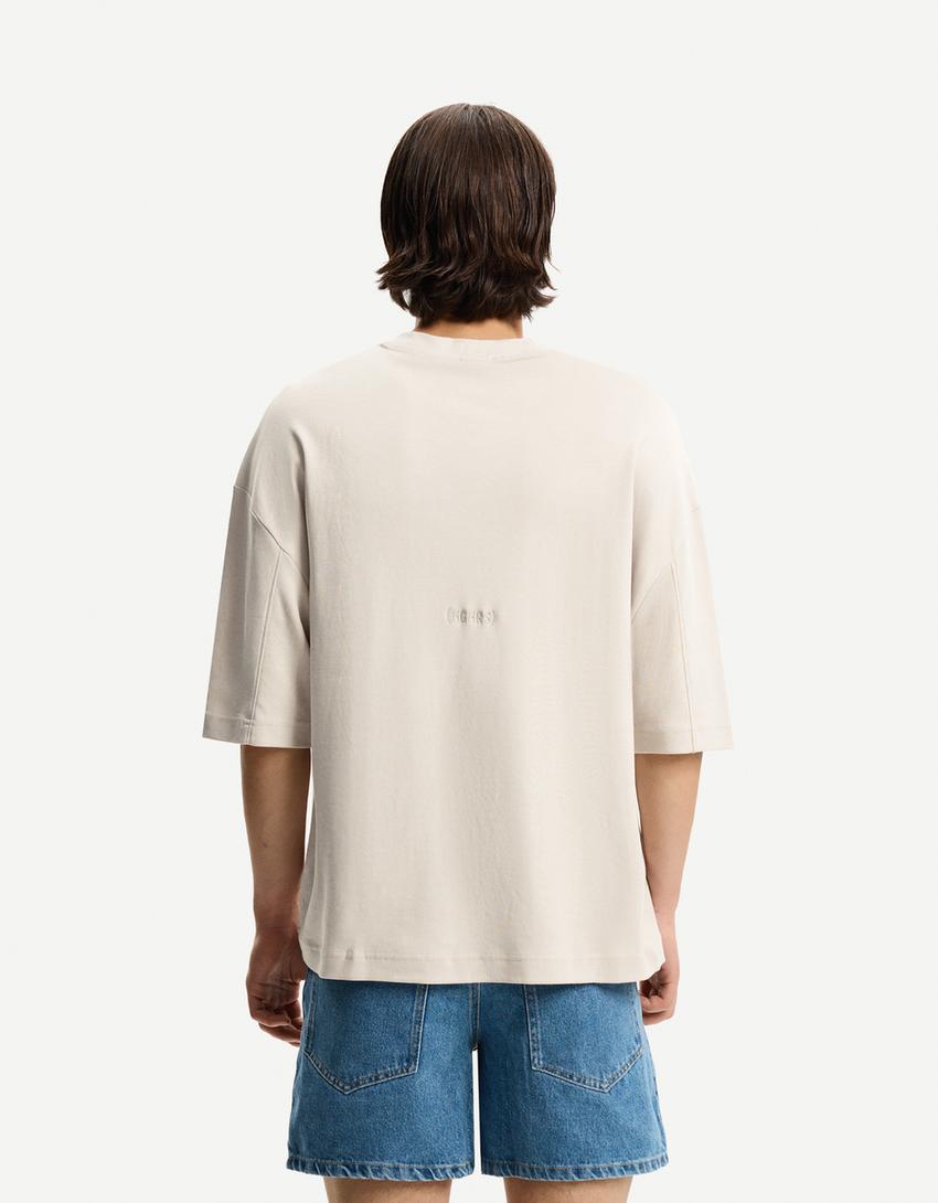 Boxy short sleeve T-shirt-Stone