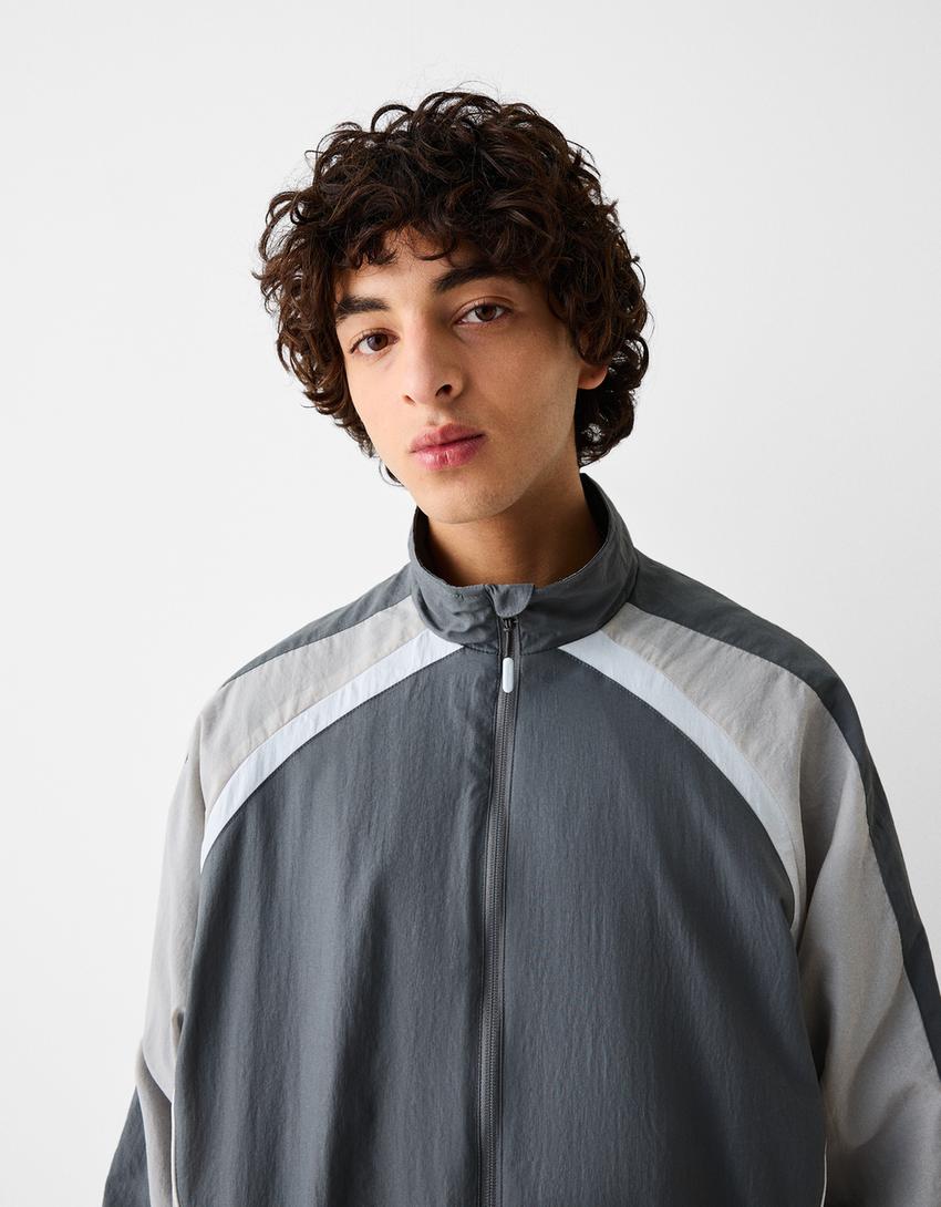 Blouson technique color block-Gris foncé-2
