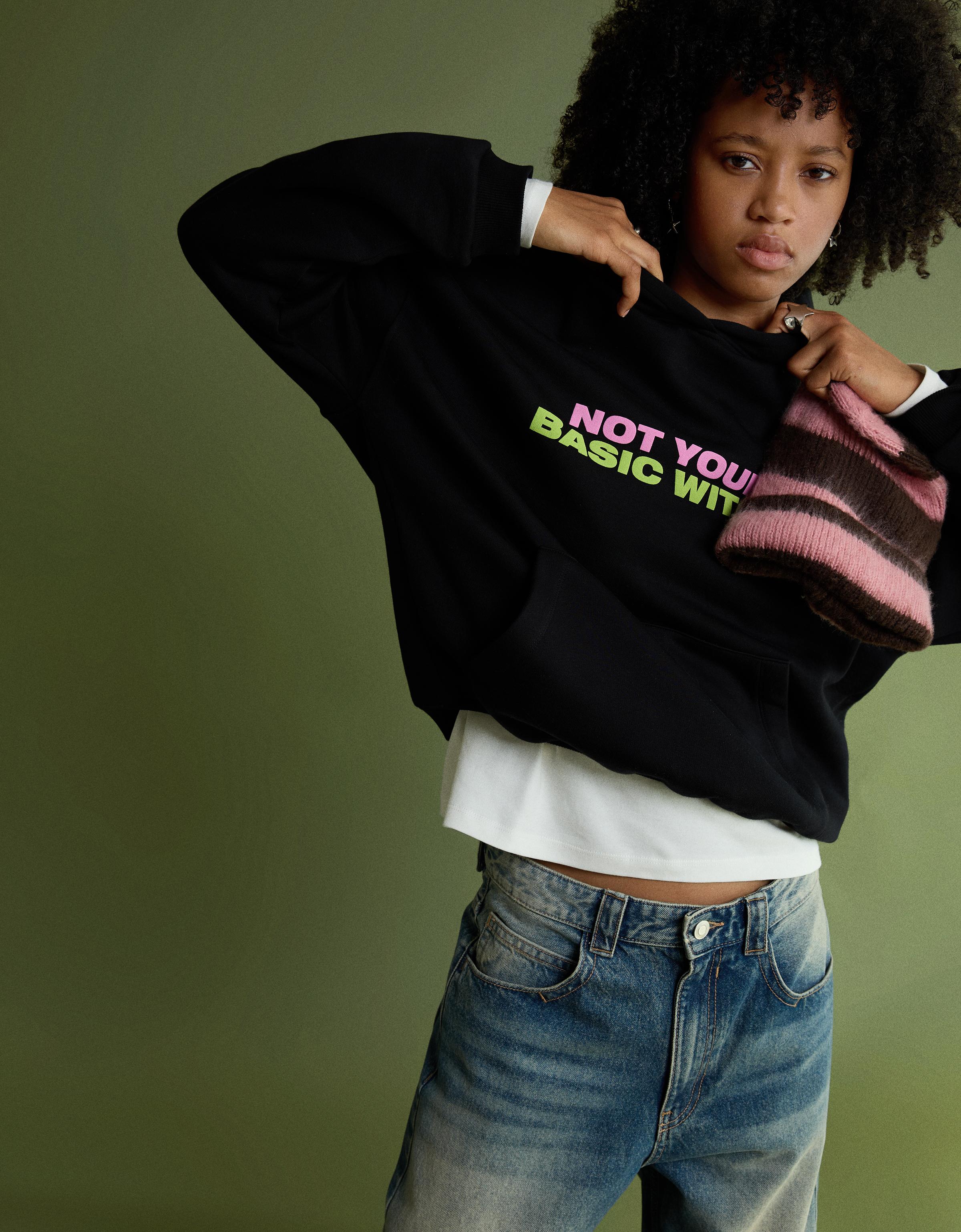 Bershka Wicked Hoodie Mit Print Damen L Schwarz