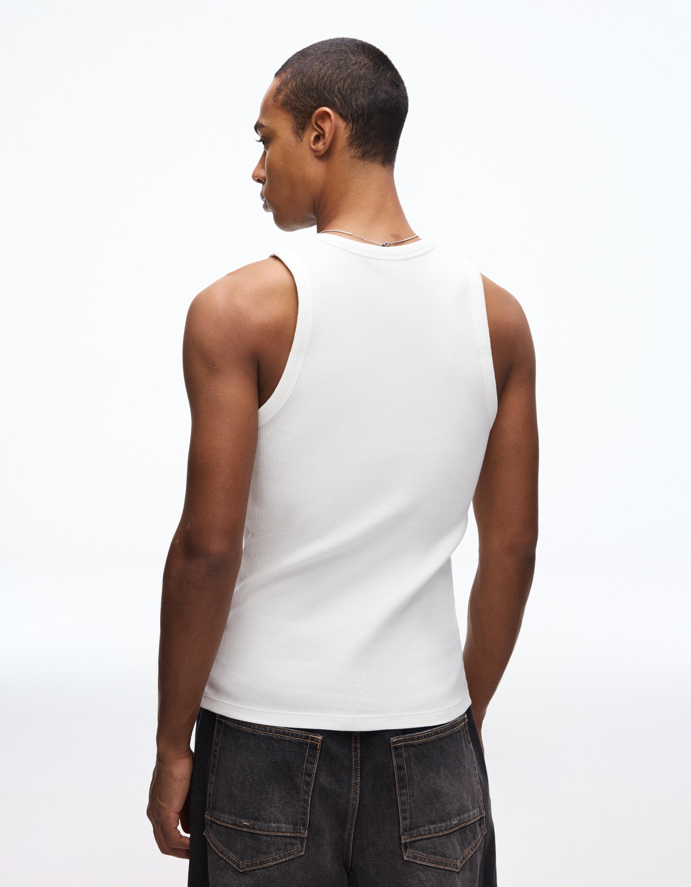 Waffle print vest top — Off white
