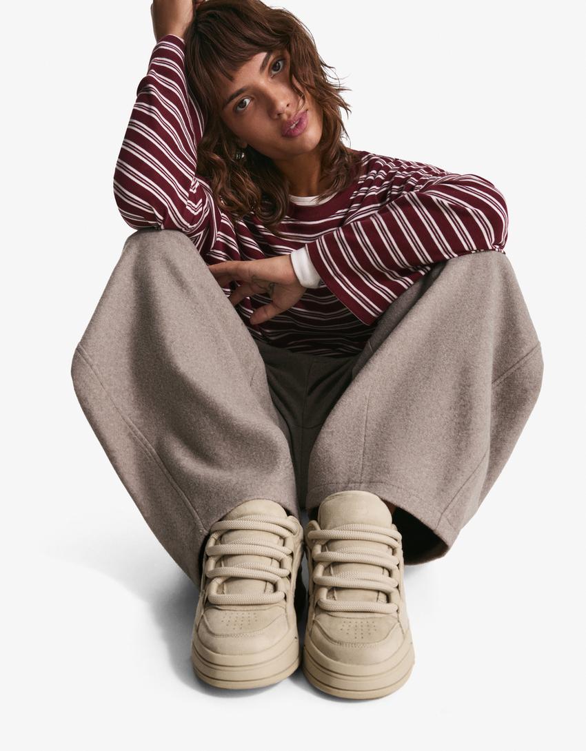 Sneakers skate suola spessa-Sabbia