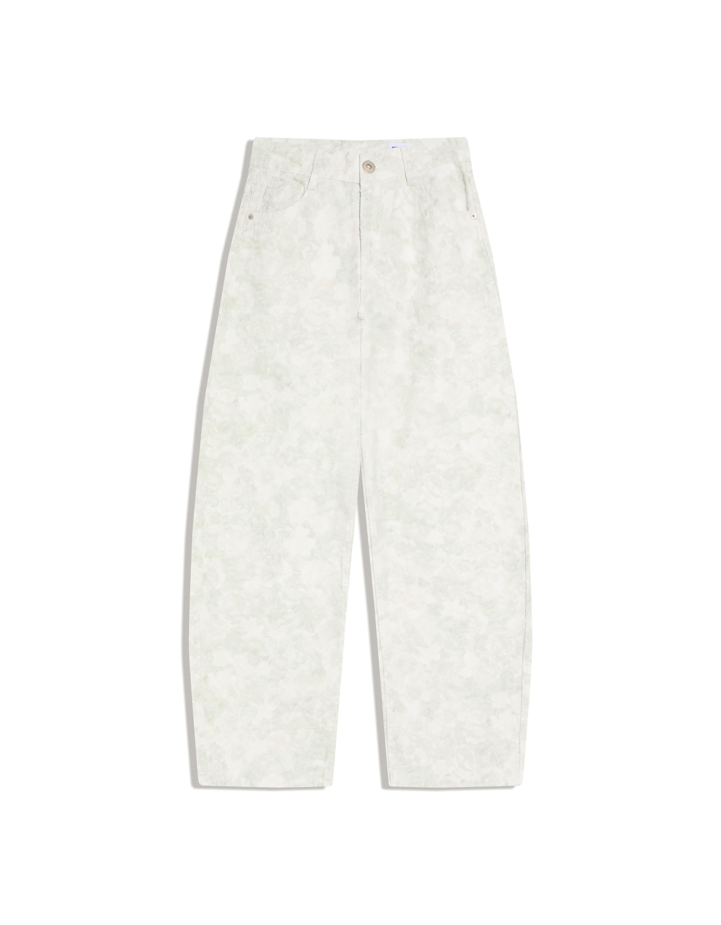 Low-rise printed baggy barrel jeans