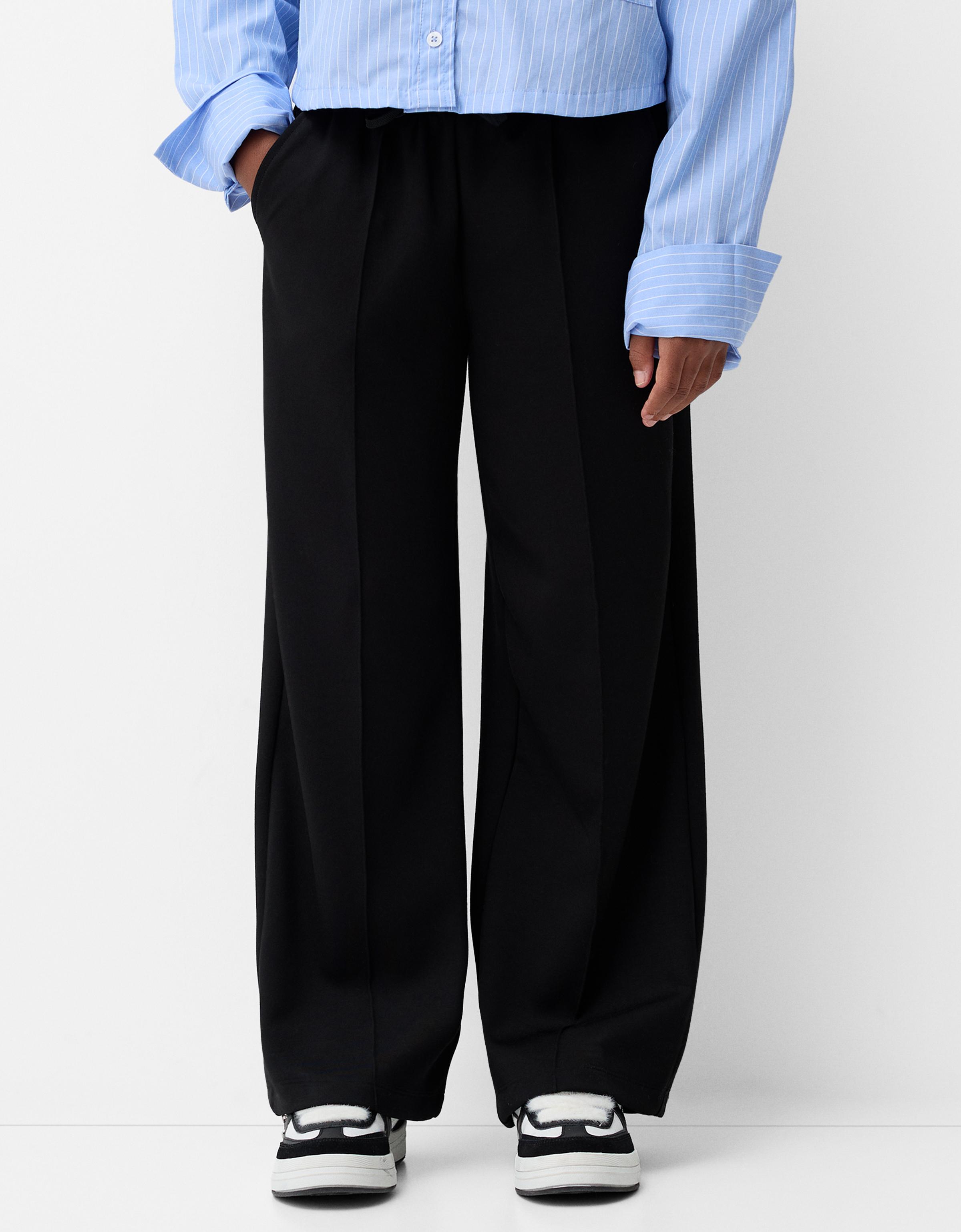 Yumuşak dokulu geniş paça pantolon - Görsel 40