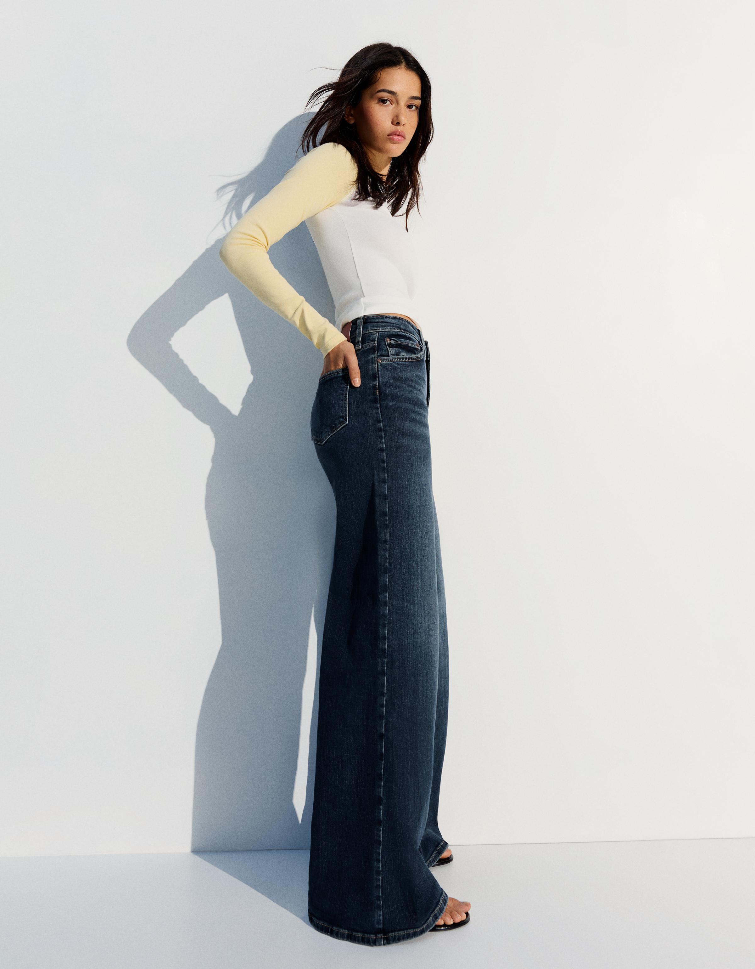 High-waist wide-leg jeans — Blue
