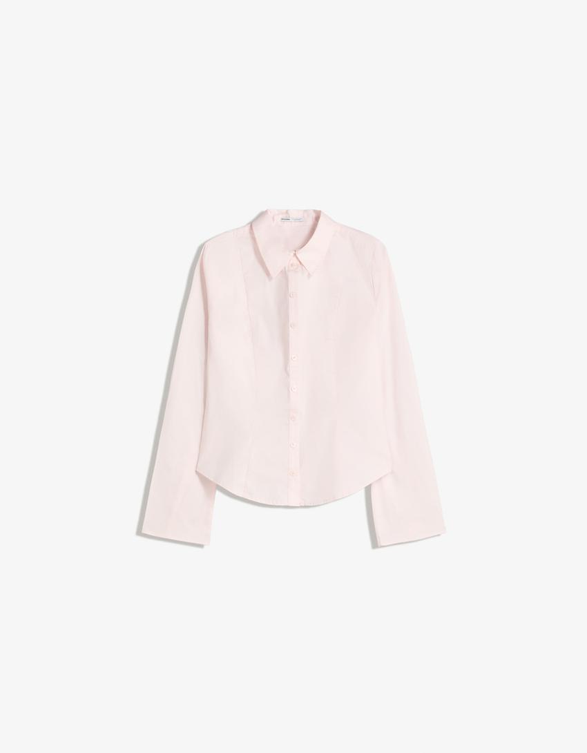 Fitted shirt with flared sleeves-Pink
