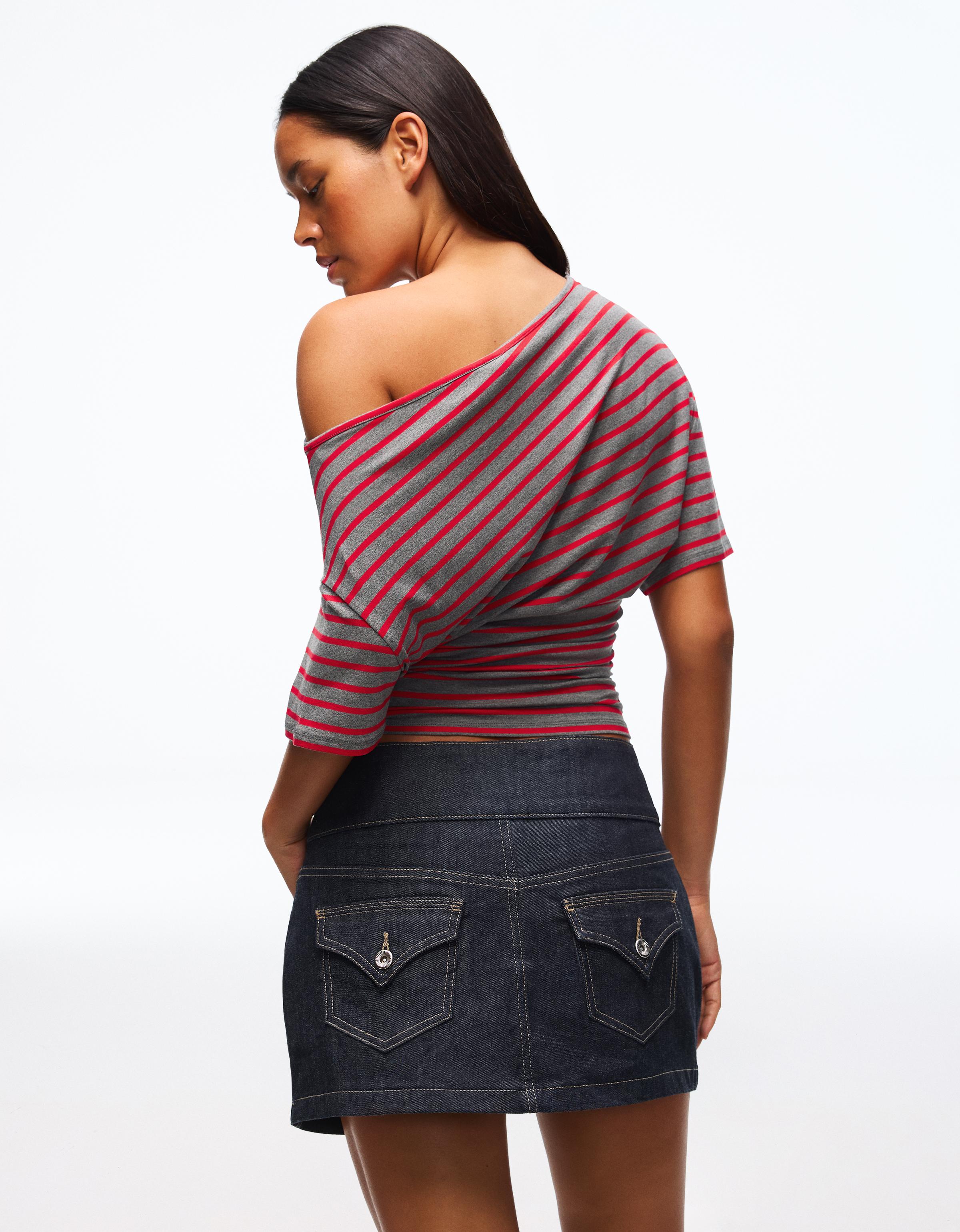 Asimetrik kısa kollu tişört - Görsel 137