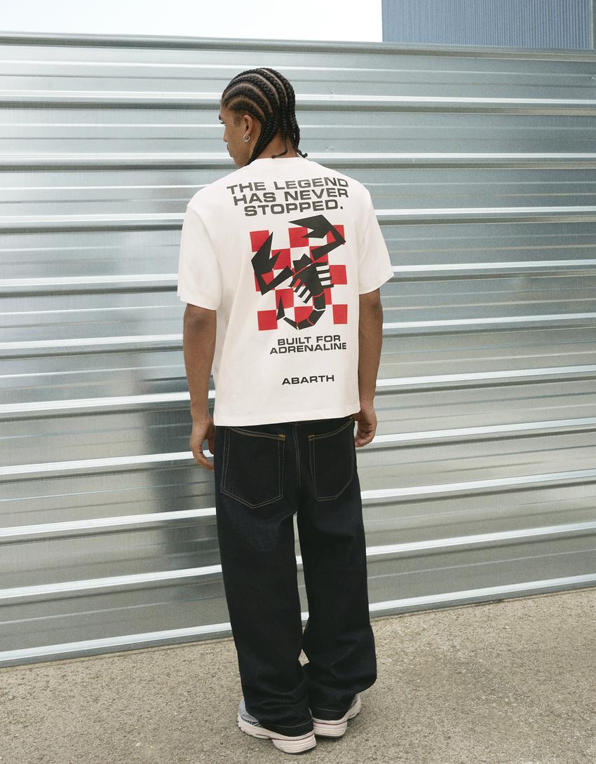 T-shirt Racing Abarth manches courtes imprimé-Blanc