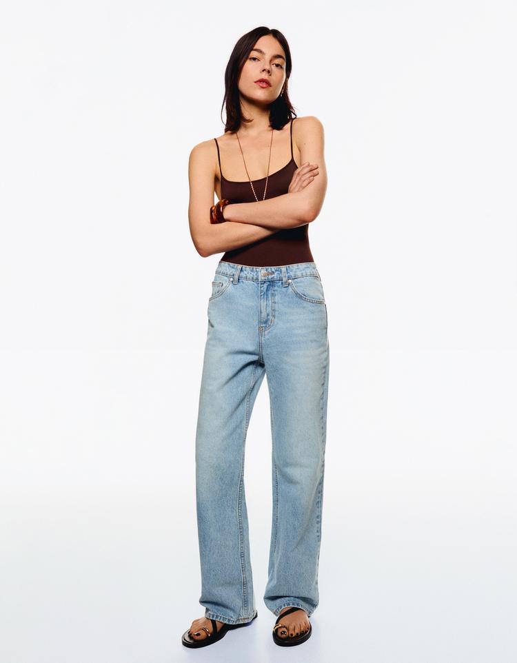 Straight fit geniş paça jean