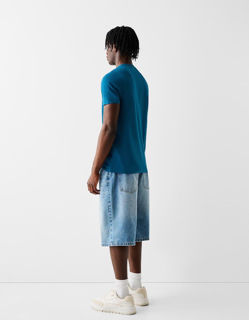 Regular fit short sleeve T-shirt-Blue-1