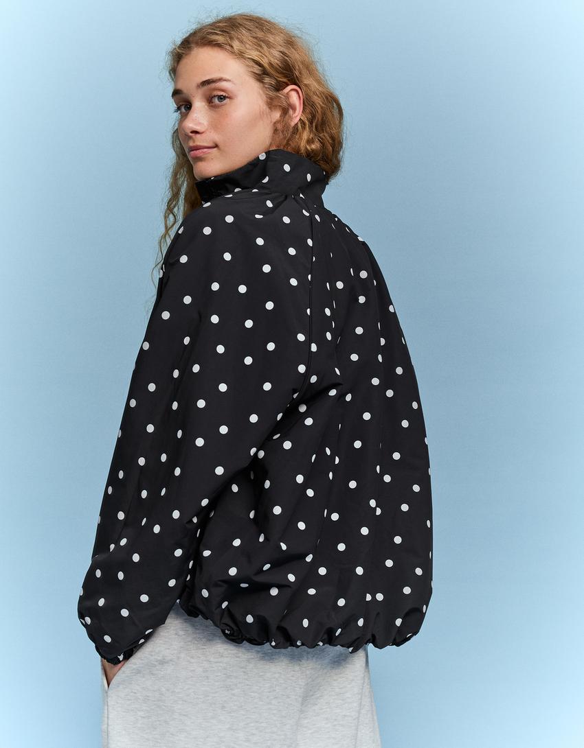 Oversize polka dot jacket-Black
