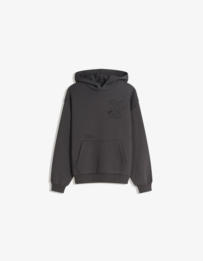 Sweat Frankenstein à capuche imprimé-Gris foncé